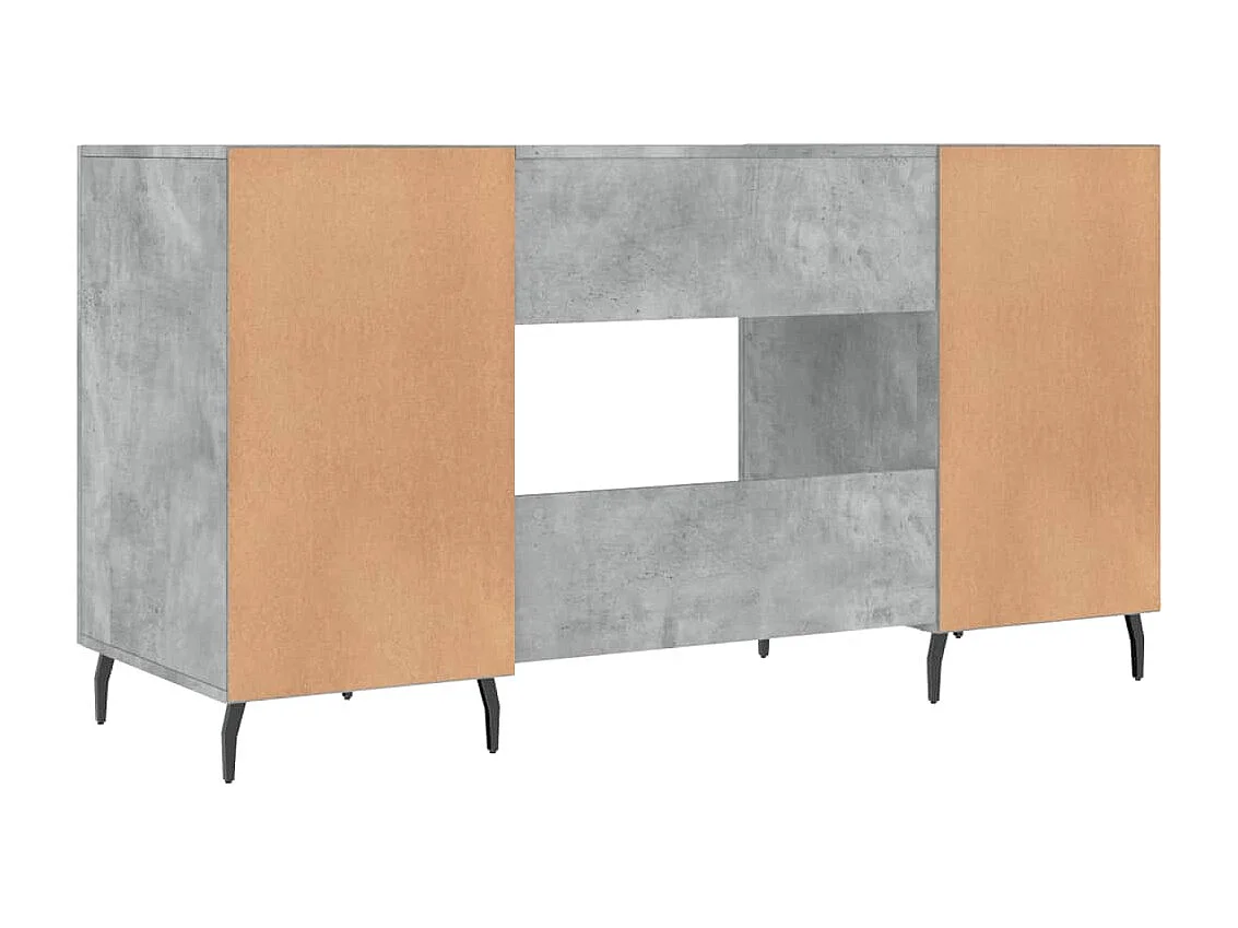 Bureau gris béton 140x50x75 cm bois d'ingénierie