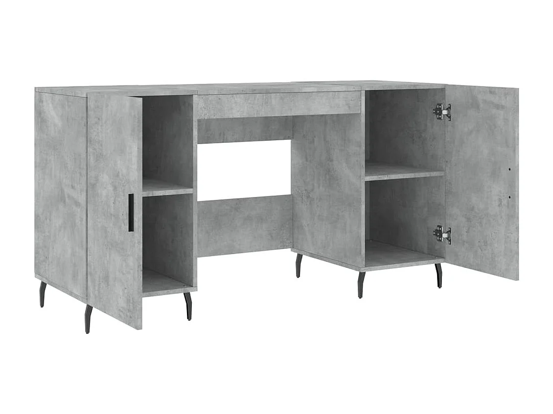 Bureau gris béton 140x50x75 cm bois d'ingénierie