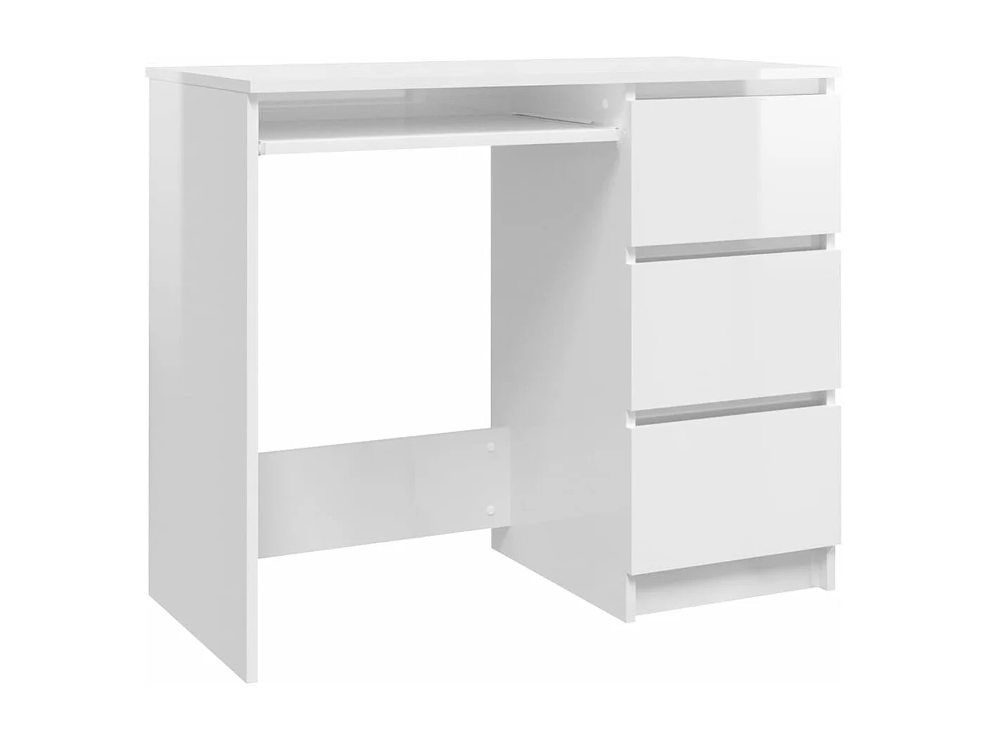 Scrivania Bianco Lucido 90x45x76 cm in Legno Multistrato