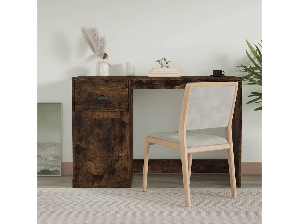 Bureau avec tiroir chêne fumé 115x50x75 cm bois d'ingénierie