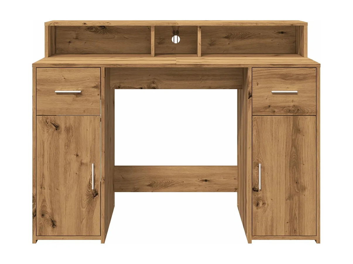 Bureau avec lumières LED chêne artisanal bois d'ingénierie