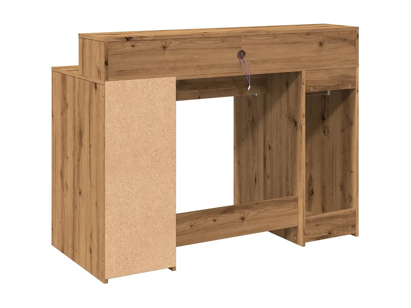 Bureau avec lumières LED chêne artisanal bois d'ingénierie