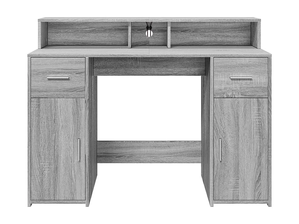 Escritorio con LED madera ingeniería gris sonoma 120x55x91 cm