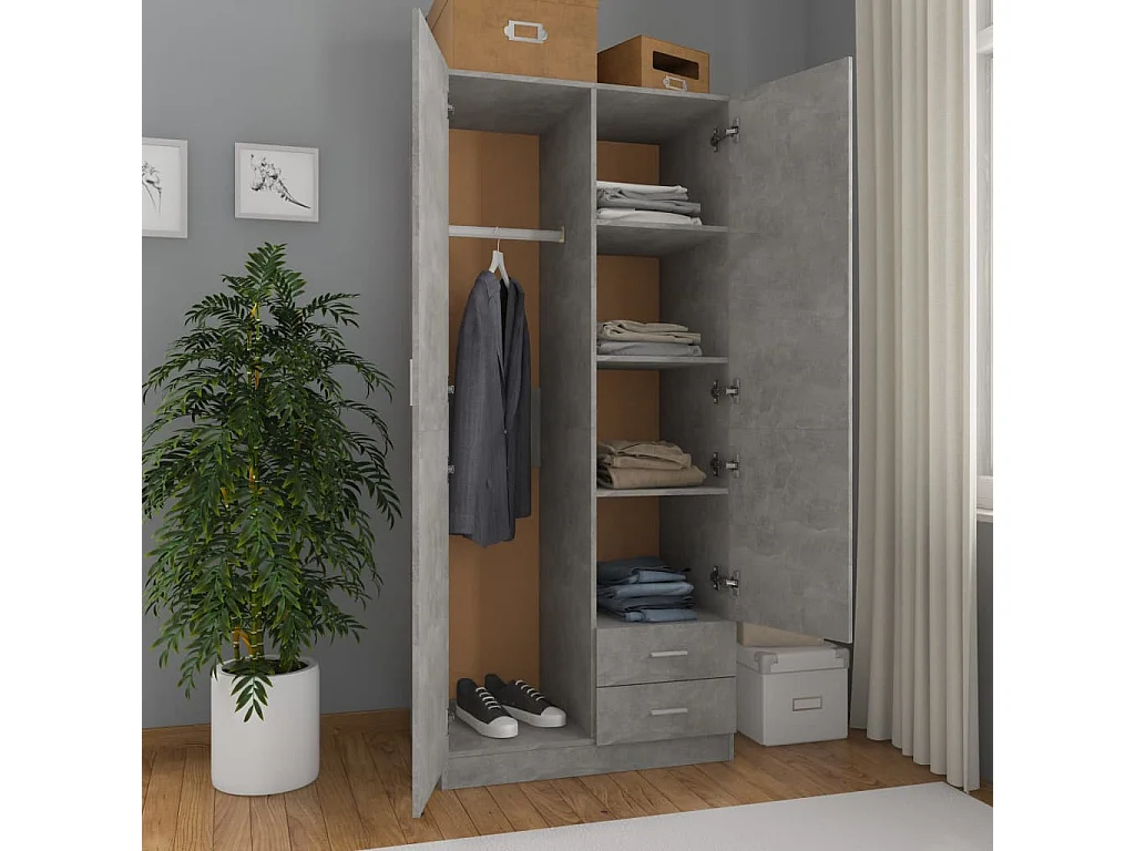 Armadio in truciolato grigio cemento 80x52x180 cm