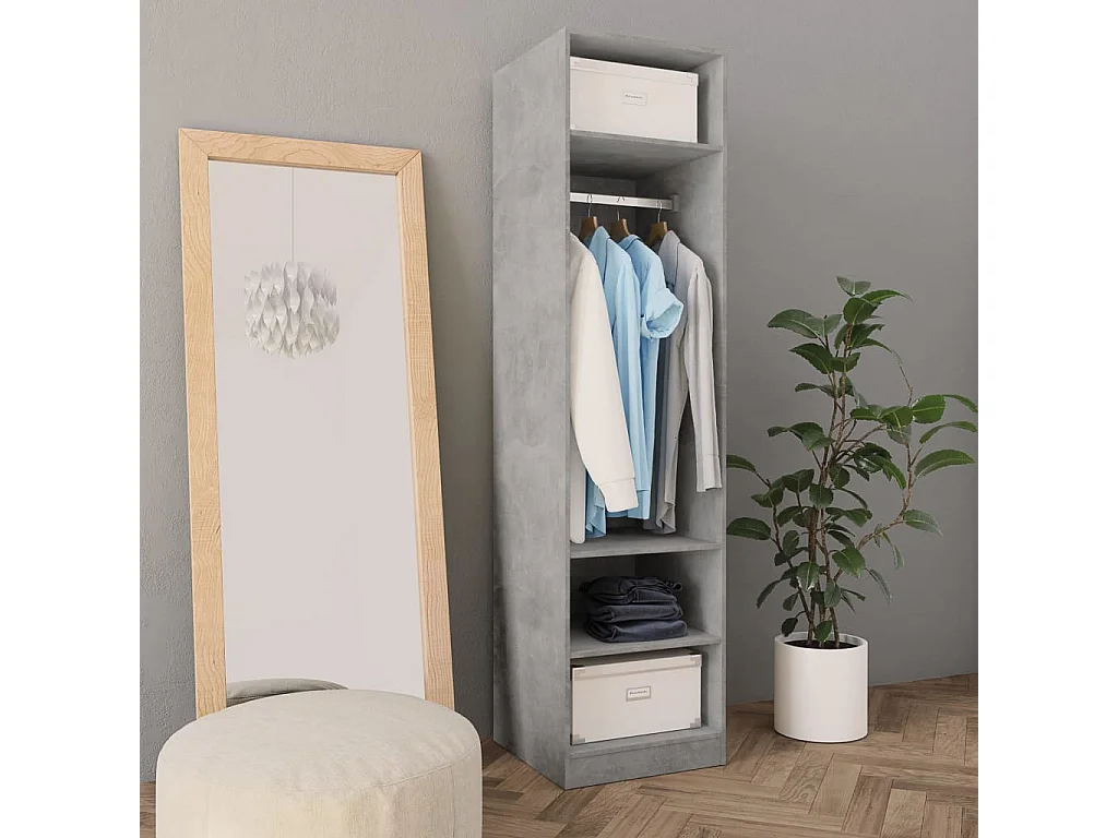 Armario Gris hormigón 50x50x200 cm Madera contrachapada