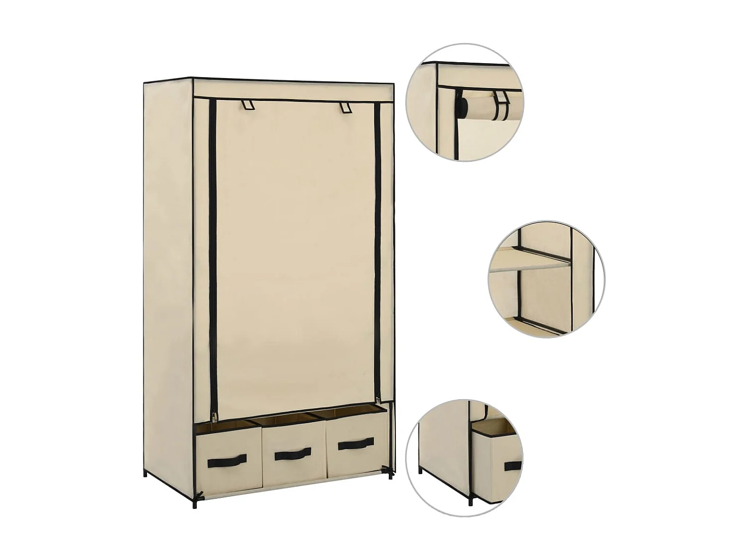 Armario Crema 87 x 49 x 159 cm Tela