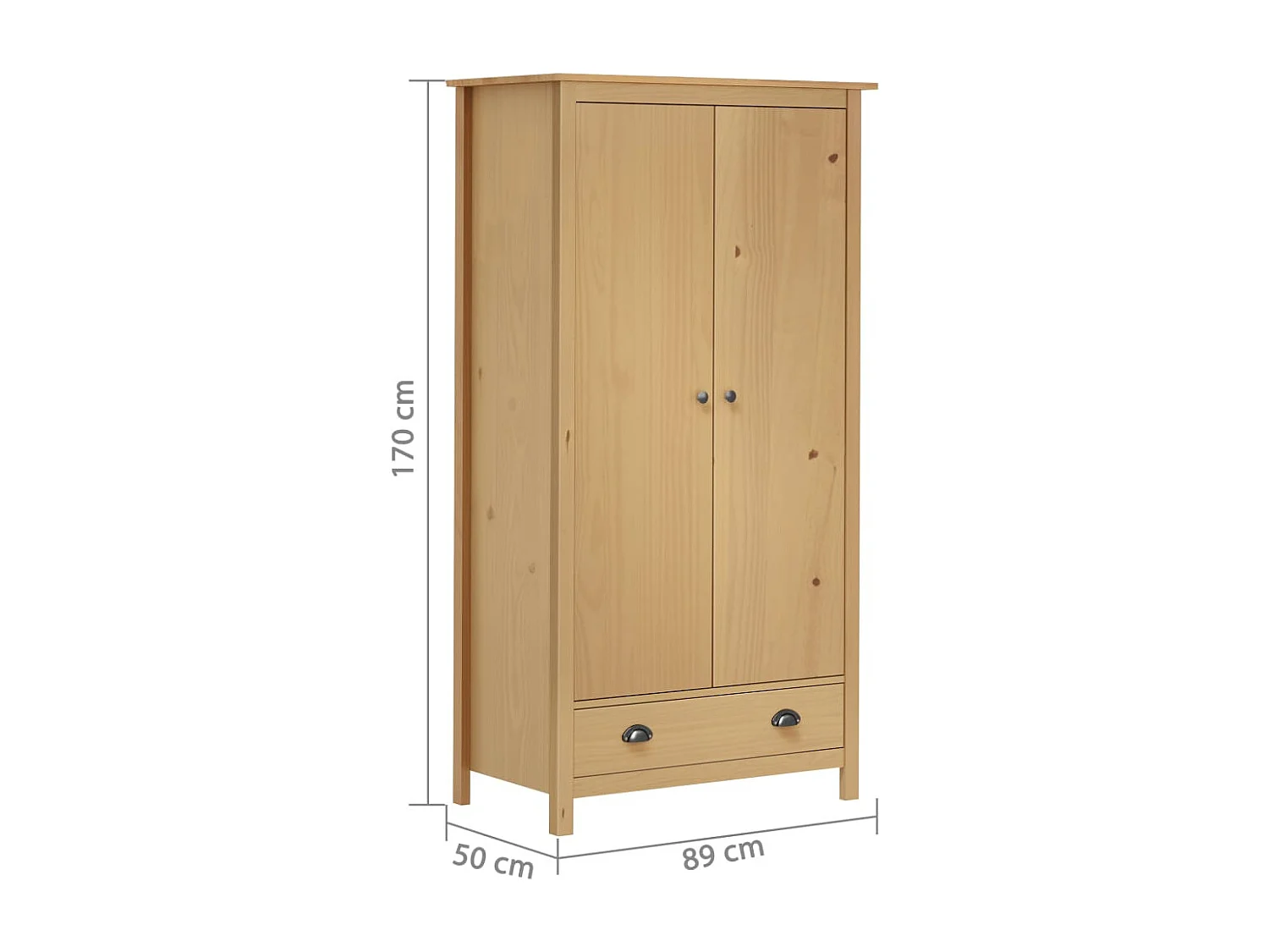 Armario Hill 2 puertas 89x50x170 cm Madera maciza de pino