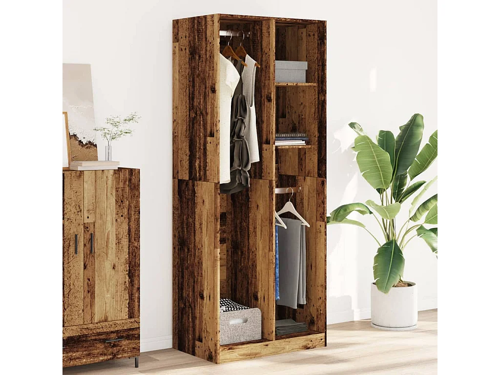 Garde-robe vieux bois 80x50x200 cm bois d'ingénierie