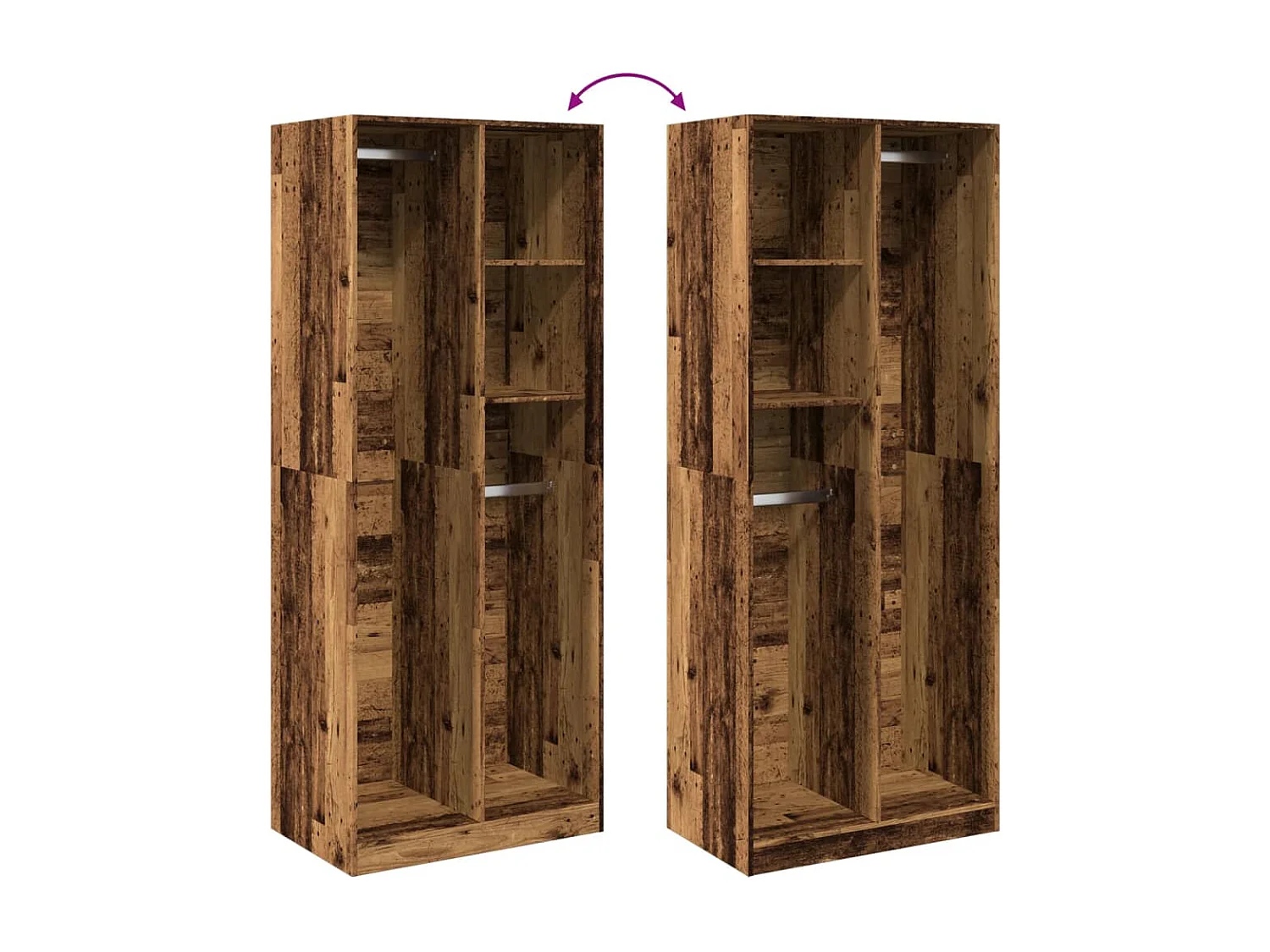 Garde-robe vieux bois 80x50x200 cm bois d'ingénierie