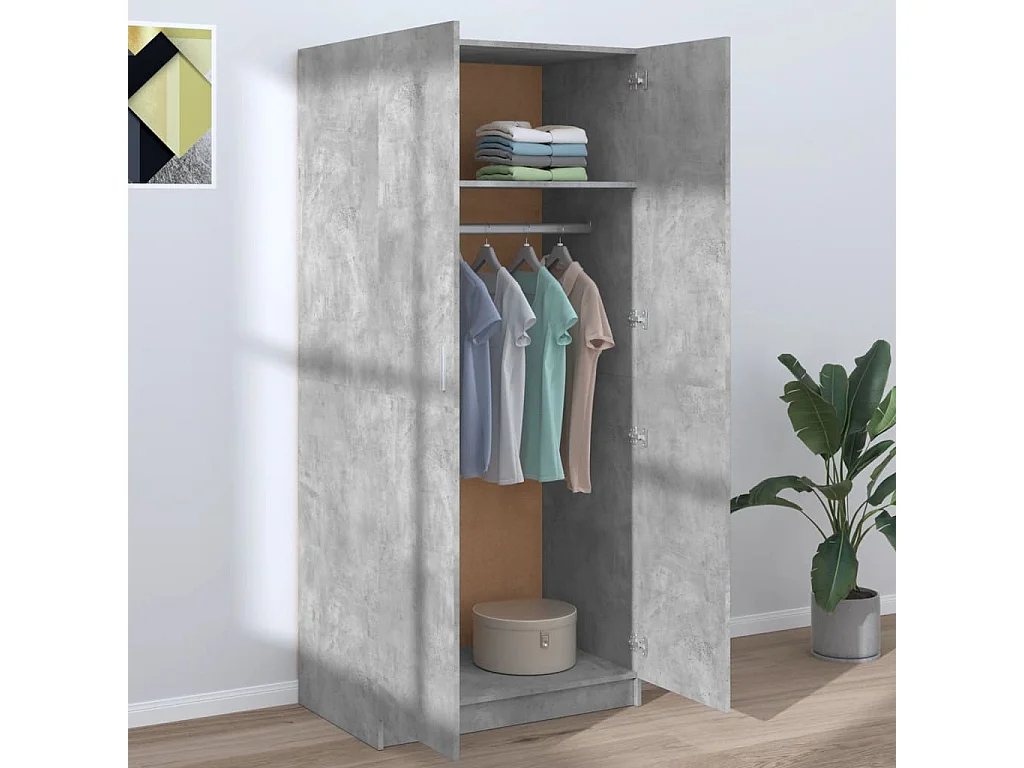 Armadio Grigio cemento 80x52x180 cm MDF