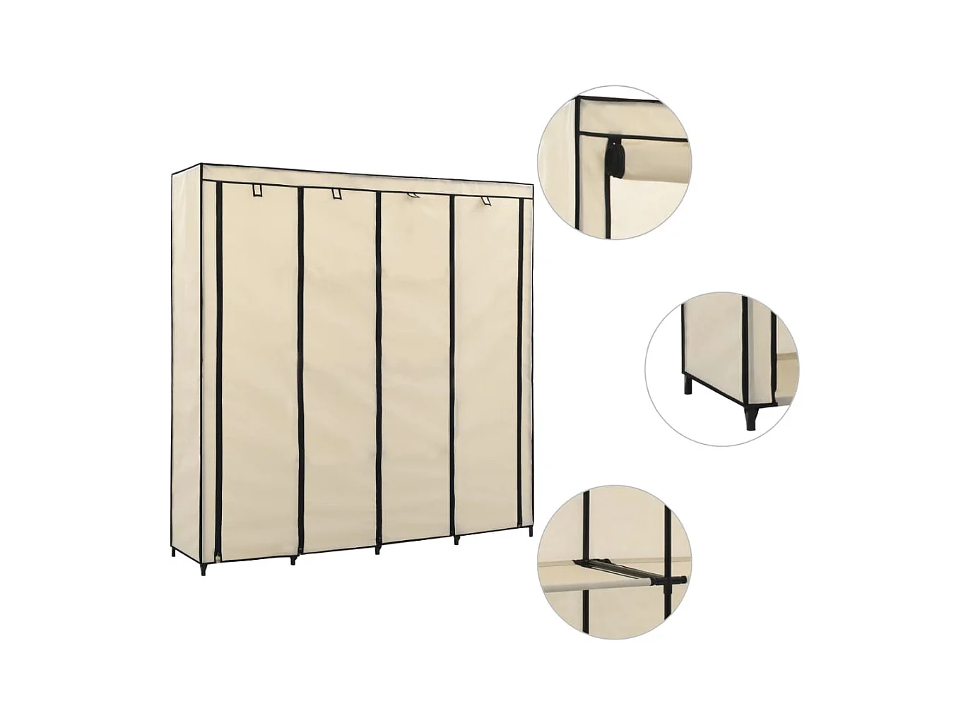 Garde-robe avec 4 compartiments Crème 175x45x170 cm