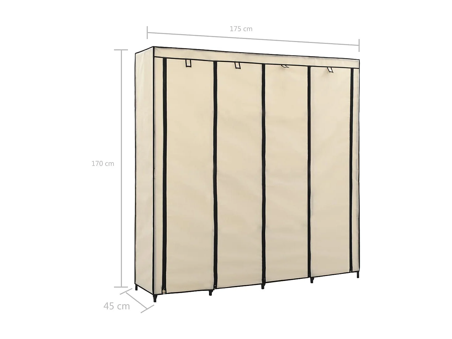 Kledingkast met 4 vakken Crème 175x45x170 cm