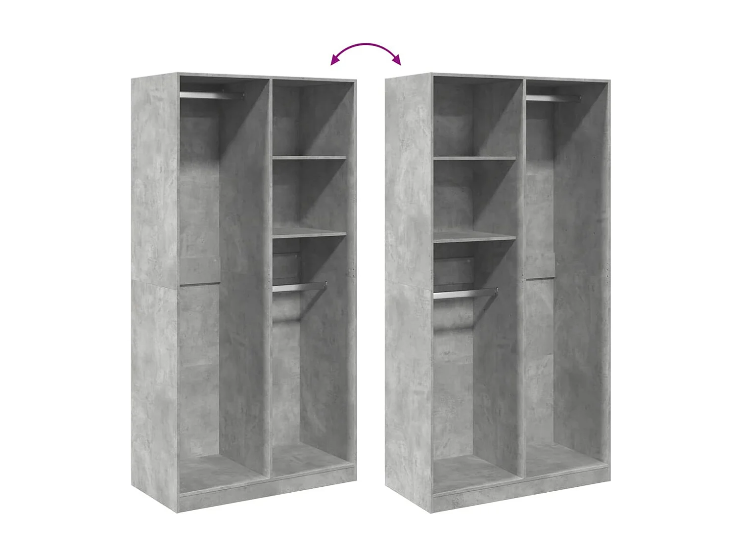 Garde-robe Gris béton 100x50x200 cm Aggloméré