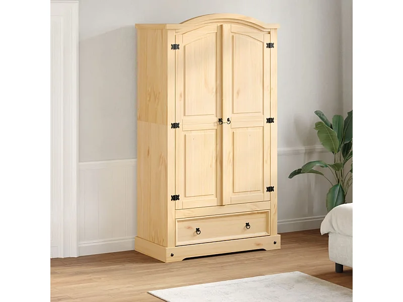 Corona-Kleiderschrank 102x52x186 cm aus massivem Kiefernholz