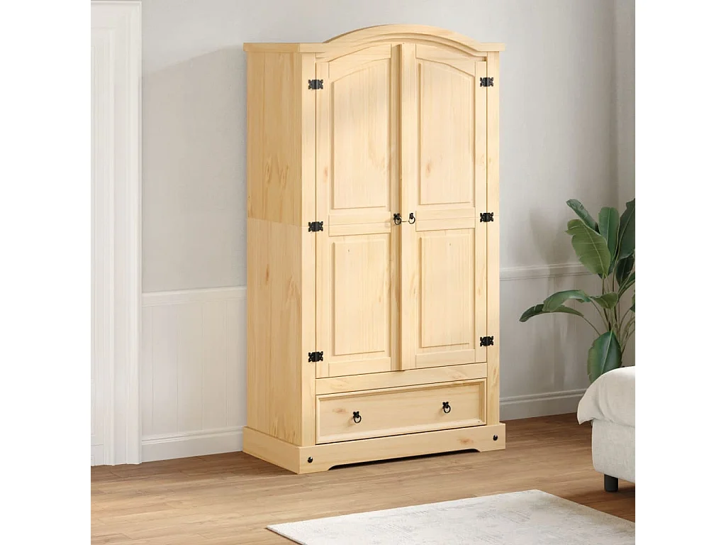 Corona-Kleiderschrank 102x52x186 cm aus massivem Kiefernholz