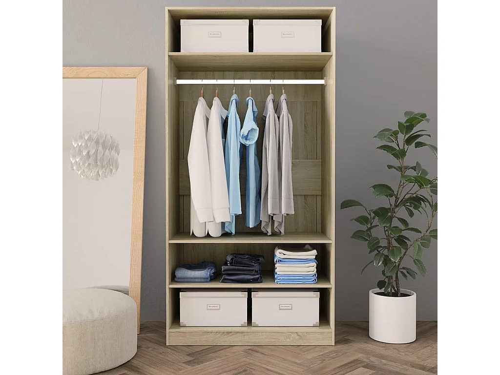 Kledingkast Sonoma eiken 100x50x200 cm Bewerkt hout