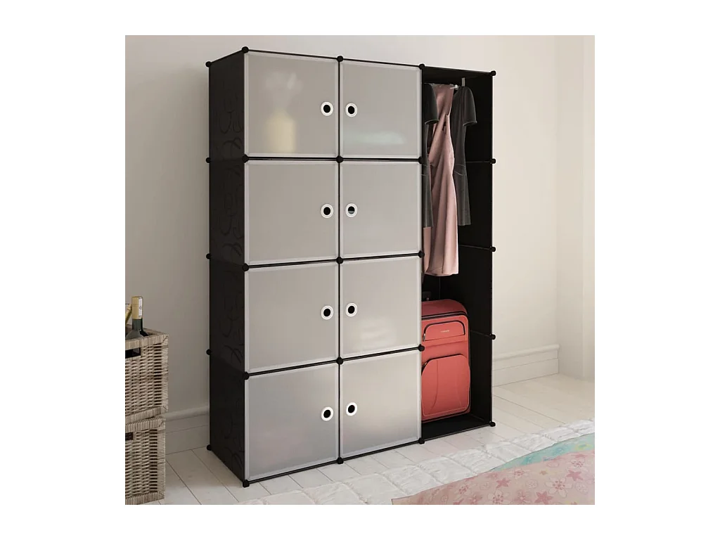 Armadio modulare 9 scomparti Bianco e nero 37 x 115x150 cm