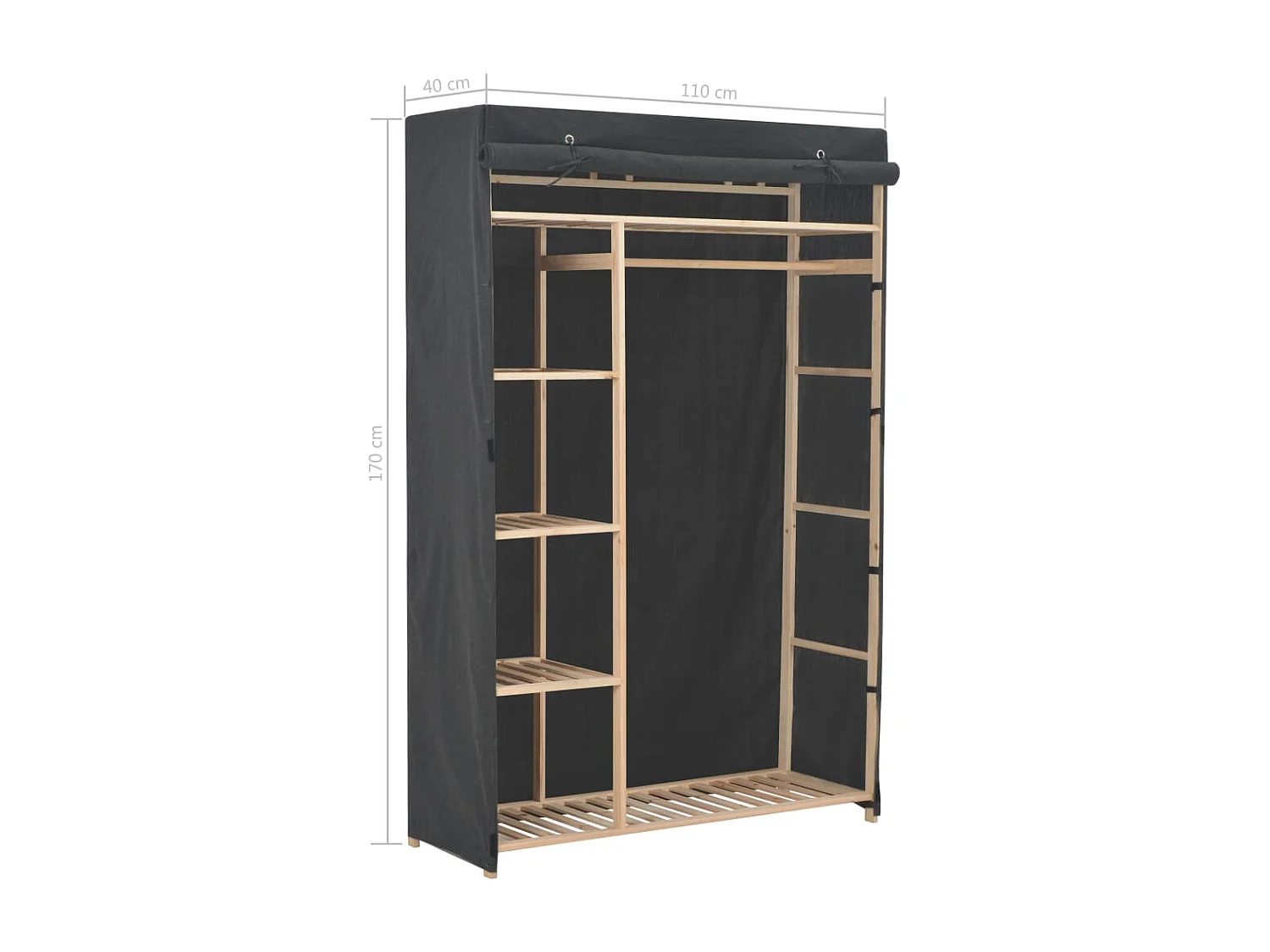 Garde-robe Gris 110 x 40 x 170 cm Tissu