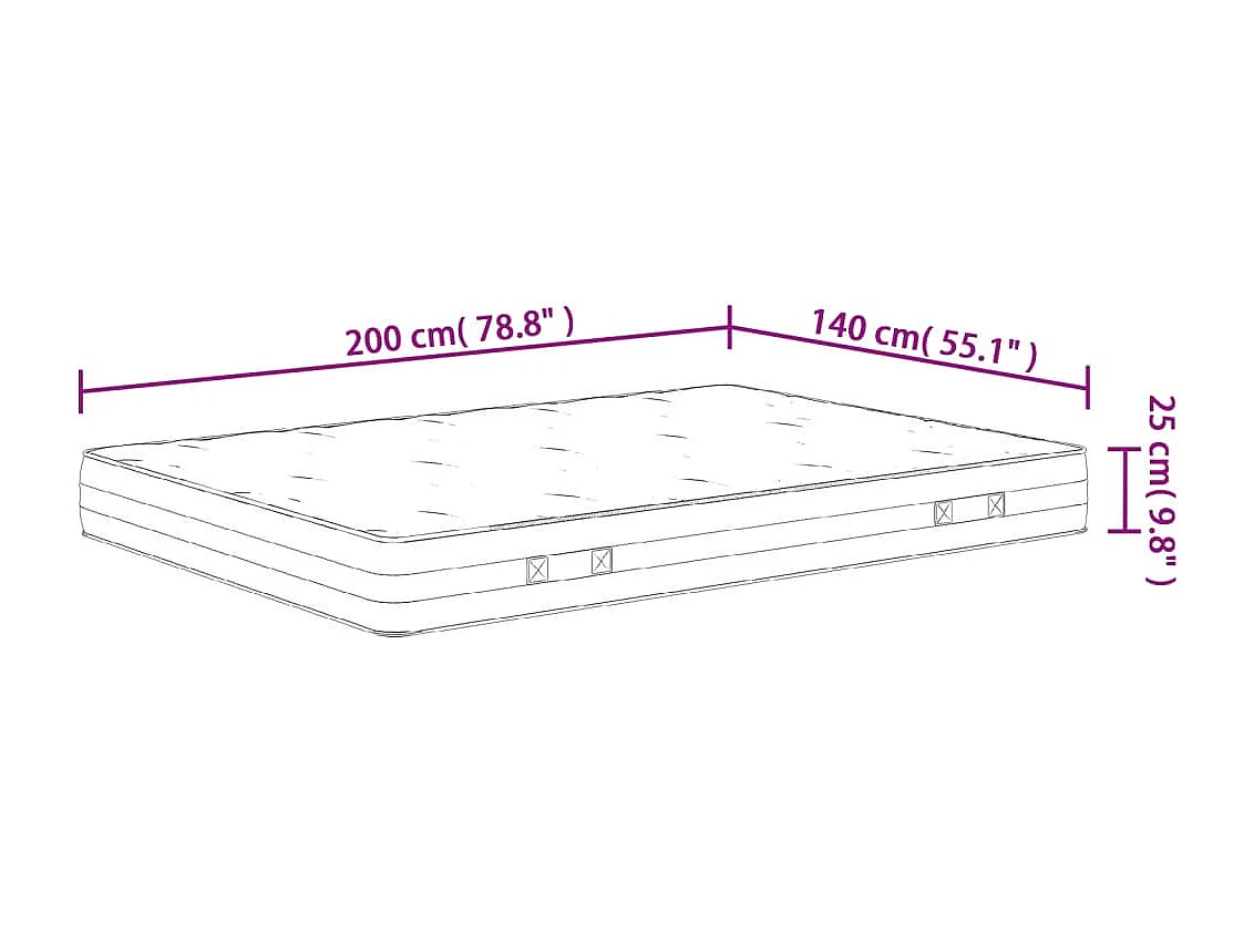 Colchão de molas ensacadas de dureza média 140x200 cm