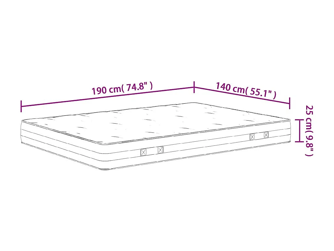 Matelas à ressorts ensachés dureté moyenne 140x190 cm