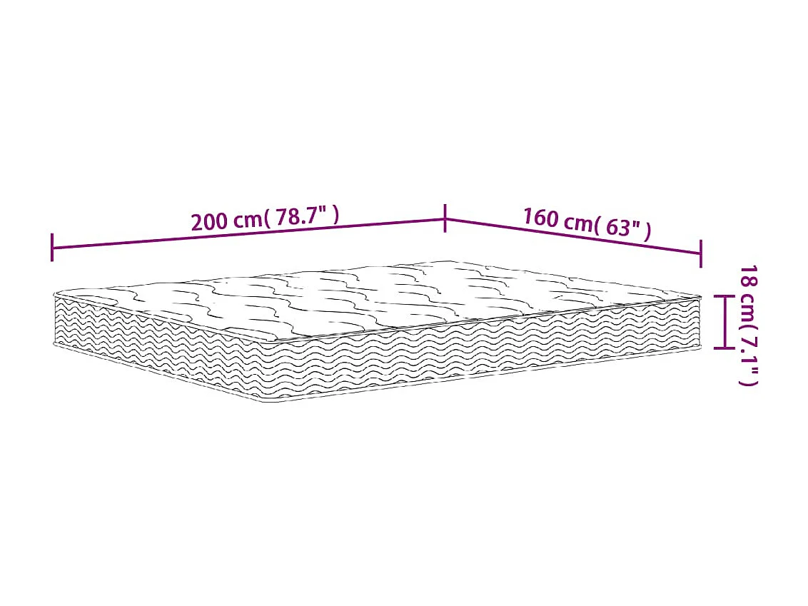Matelas à ressorts bonnell moyen 160x200 cm