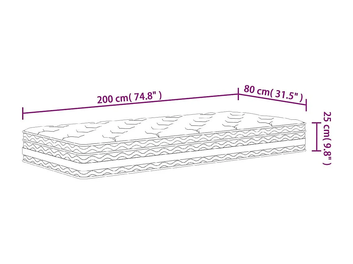 Materasso medio a molle insacchettate 80x200 cm