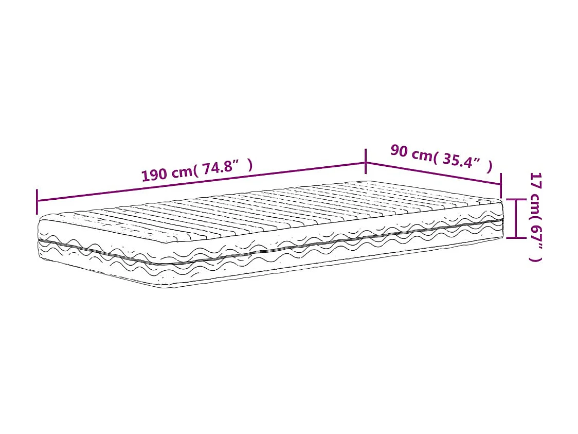 Matelas en mousse blanc 90x190 cm dureté H2 H3