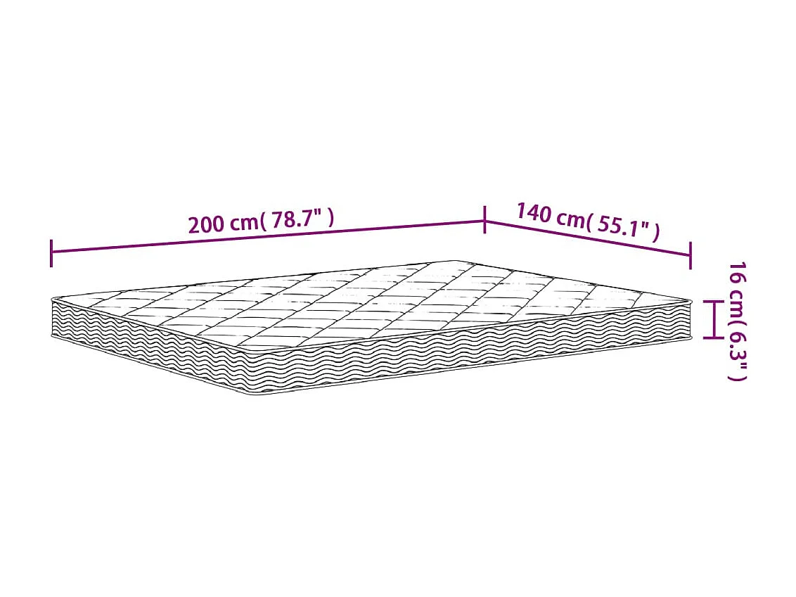 Mittelweiche Schaumstoffmatratze 140x200 cm