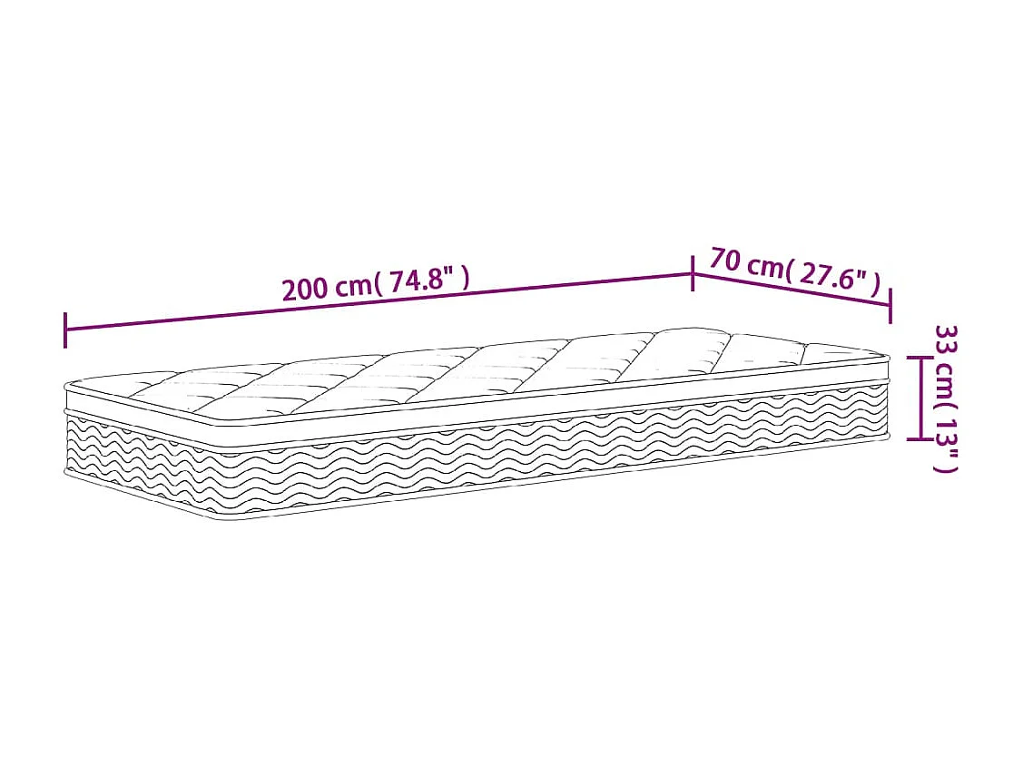 Matelas à ressorts ensachés moyen plus 70x200 cm