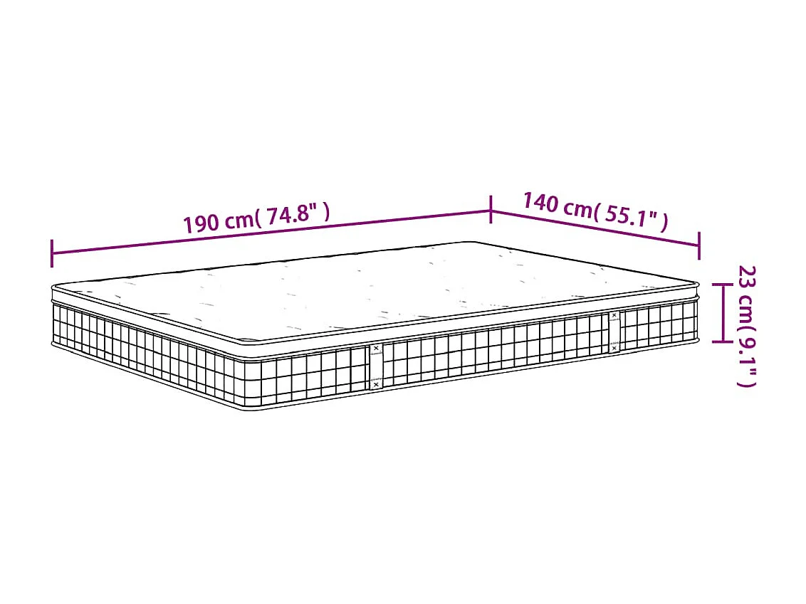 Matelas à ressorts bonnell moyen 140x190 cm