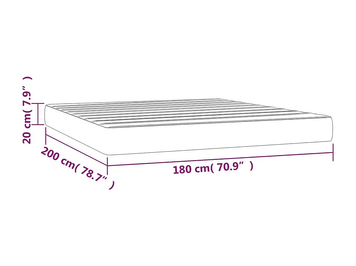 Matelas de lit à ressorts ensachés Gris clair 180x200x20 cm