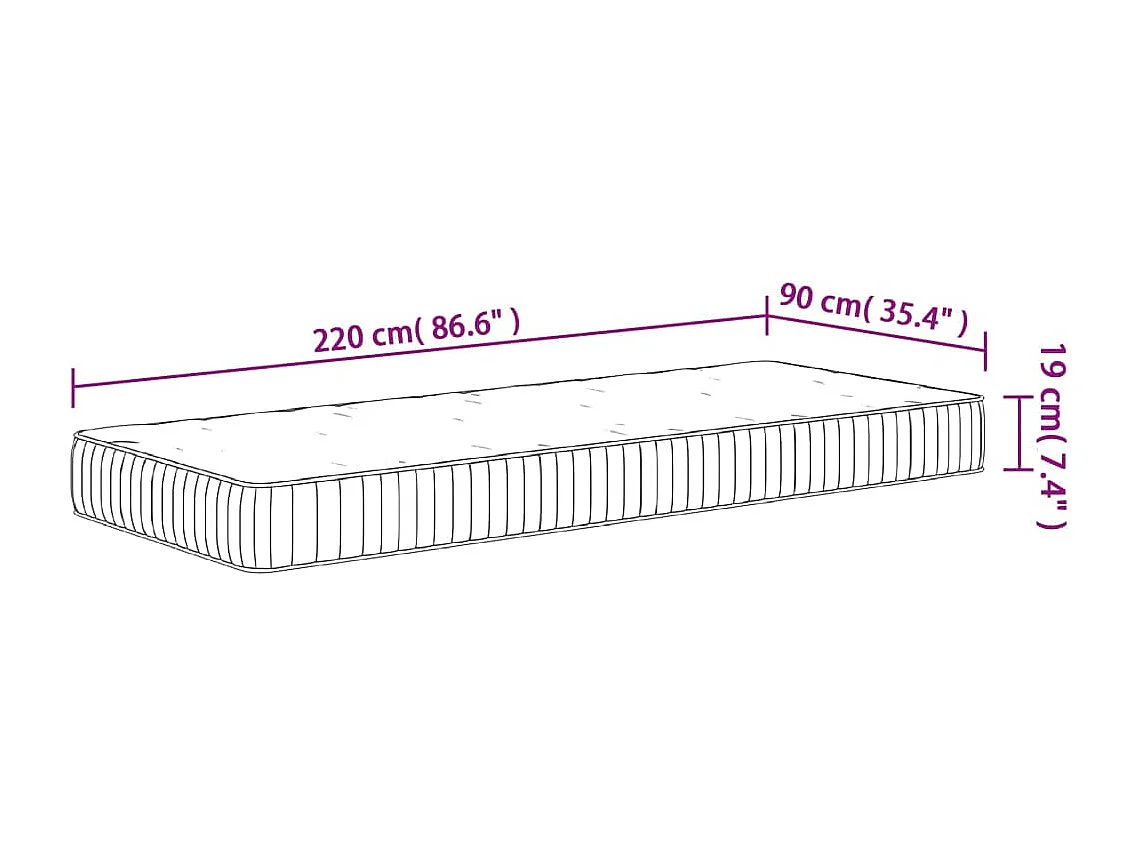 Matelas à ressorts ensachés moyen 90x220 cm