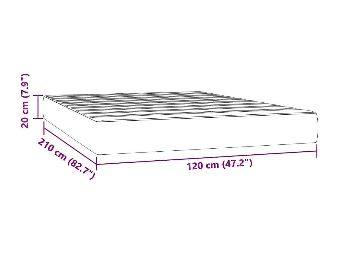 Materasso per letto a molle insacchettate nero 120x210x20 cm in velluto