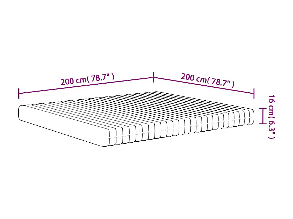 Colchão de espuma médio macio 200x200 cm