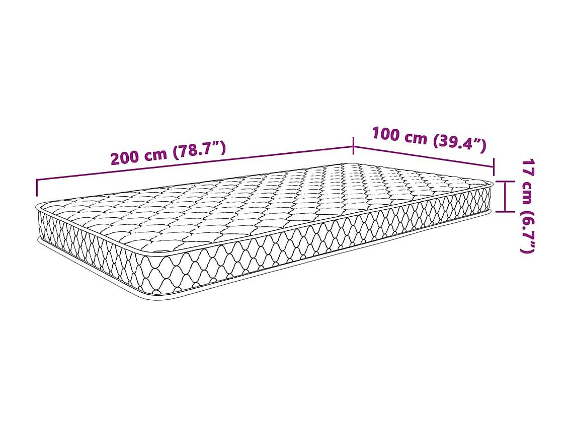 Matelas en mousse à mémoire de forme blanc 100x200x17 cm