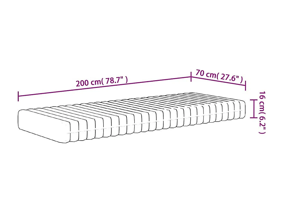 Matelas en mousse moyennement doux 70x200 cm