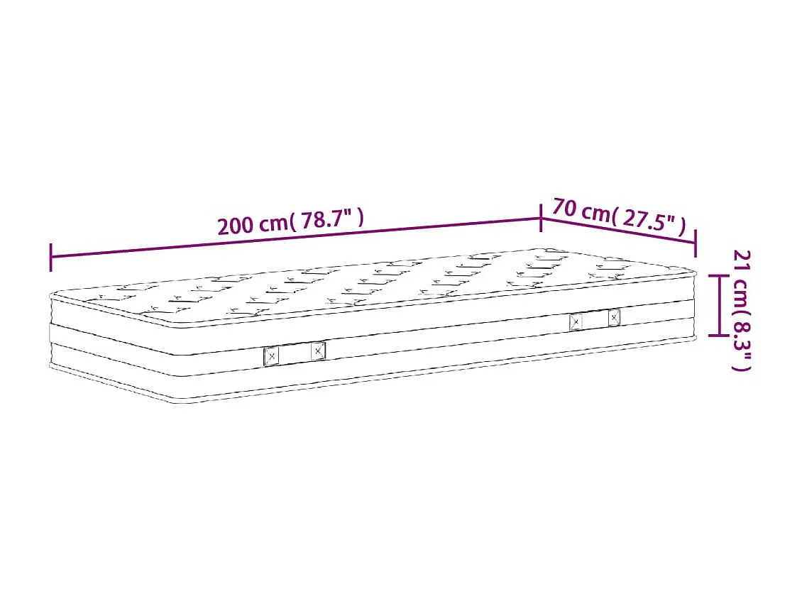 Matelas à ressorts bonnell moyen 70x200 cm