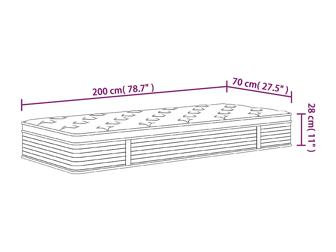 Mittelgroße Taschenfederkernmatratze 70x200 cm