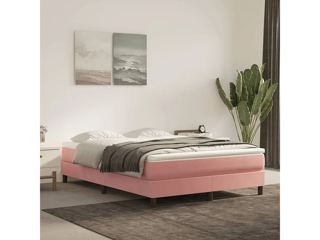 Matelas de lit à ressorts ensachés rose 140x210x20 cm velours