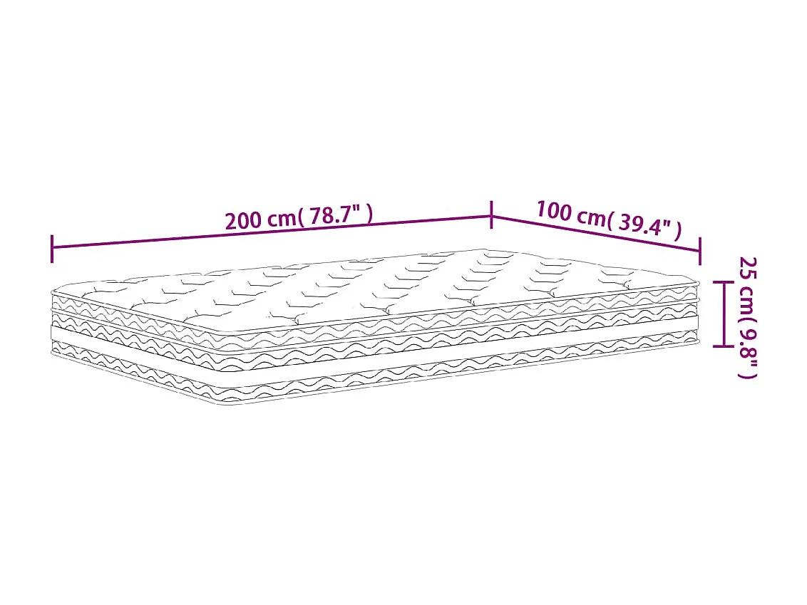 Matelas à ressorts ensachés moyen 100x200 cm