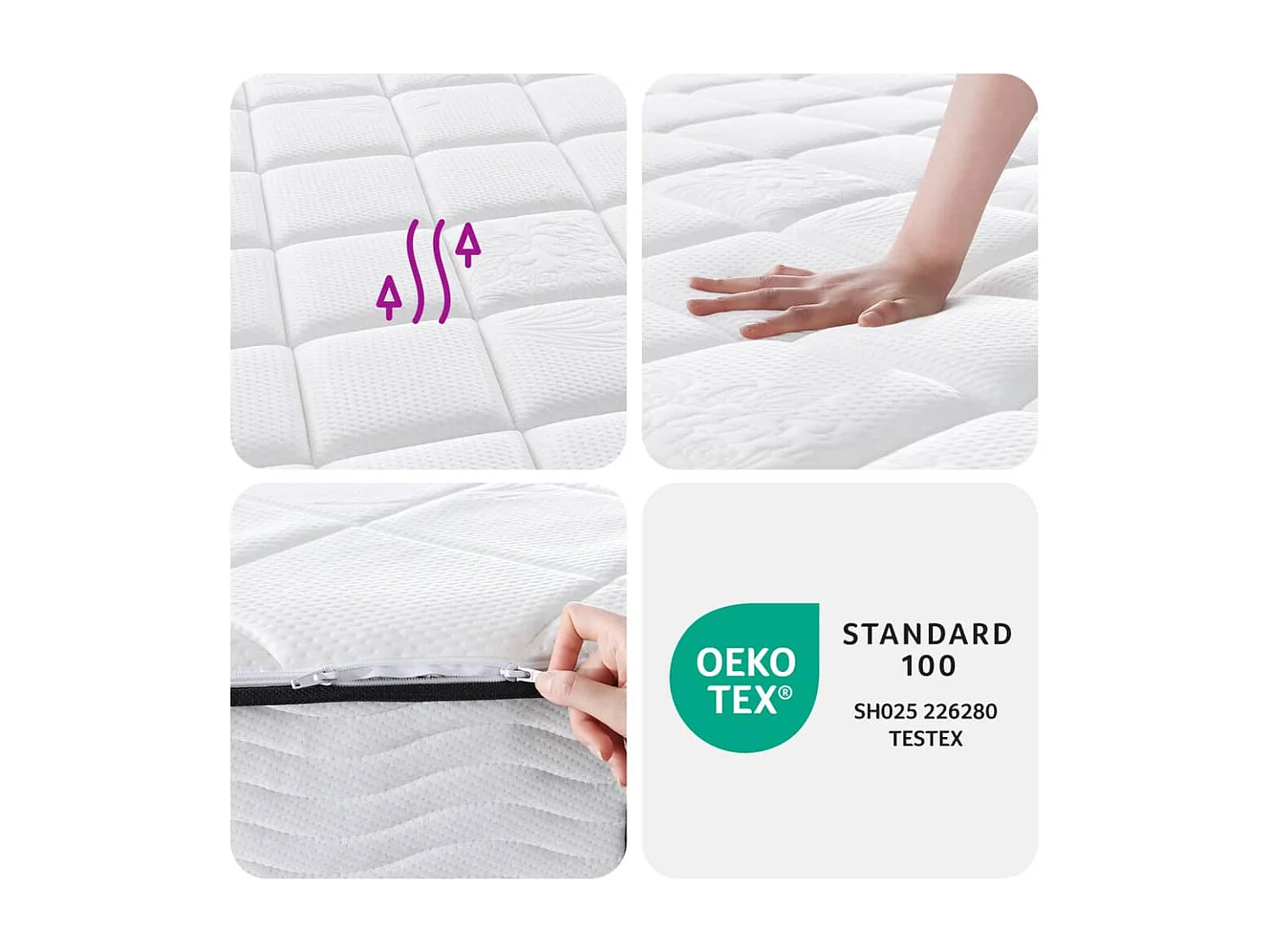 Matelas à ressorts ensachés moyen plus 100x200 cm