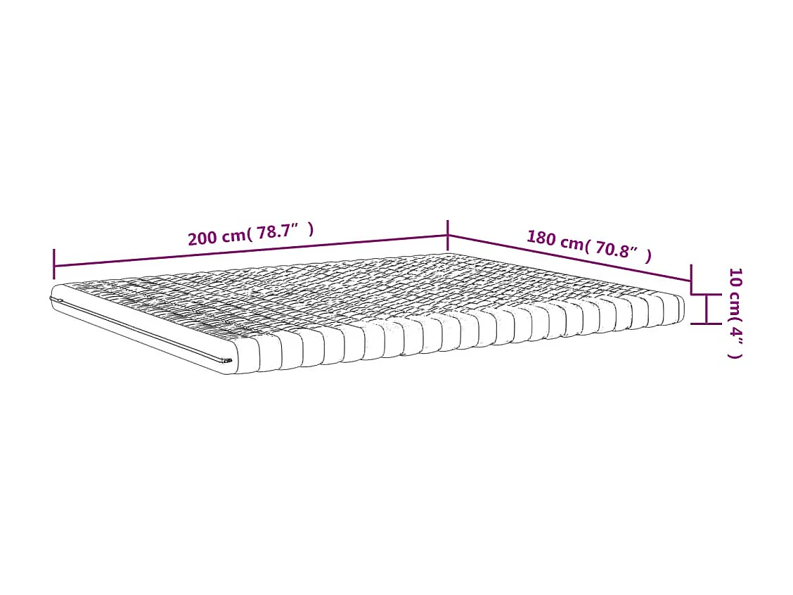 Matelas en mousse blanc 180x200 cm 7 zones dureté 20 ILD