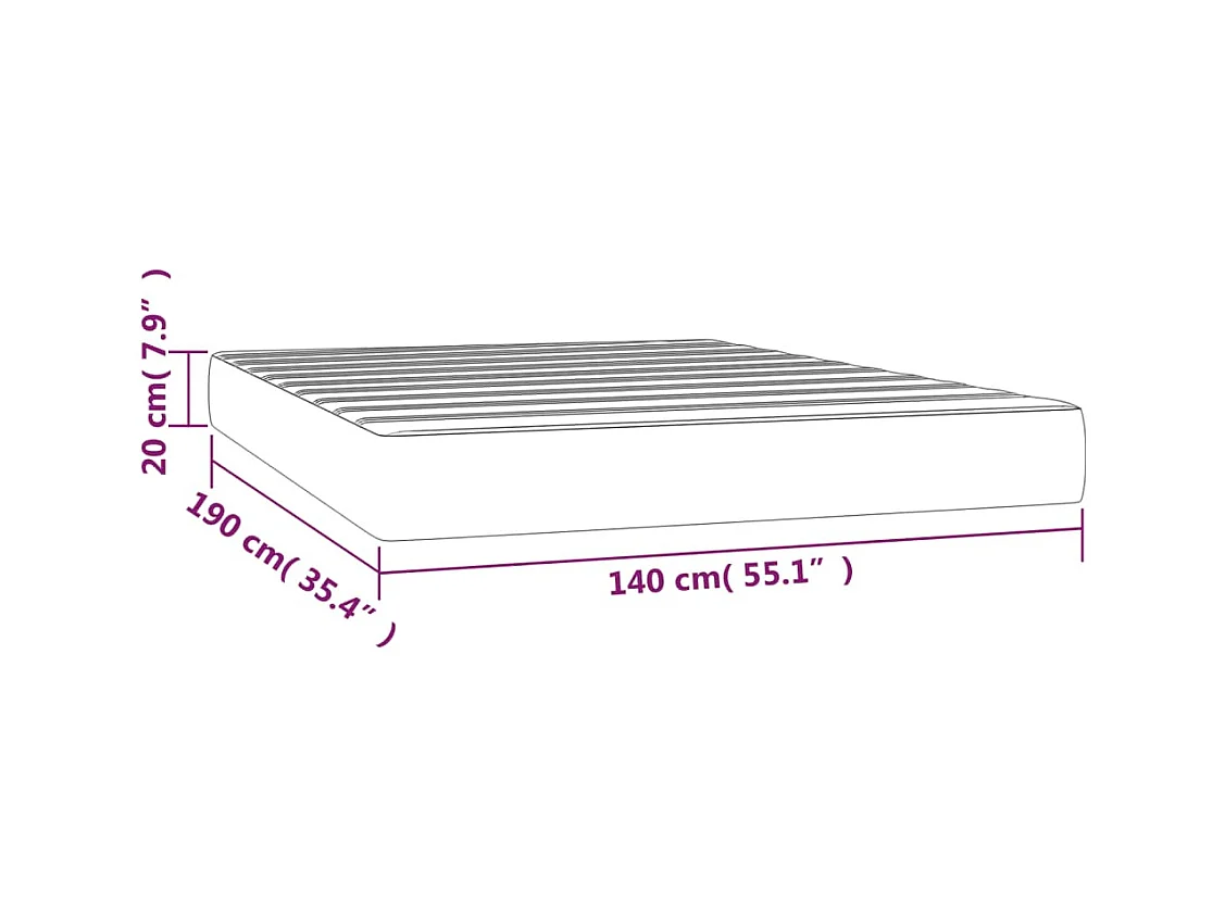 Matelas de lit à ressorts ensachés Rose 140x190x20 cm Velours