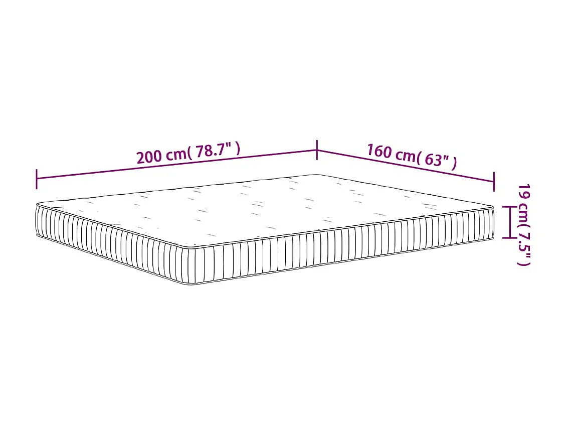 Matelas à ressorts ensachés moyen 160x200 cm