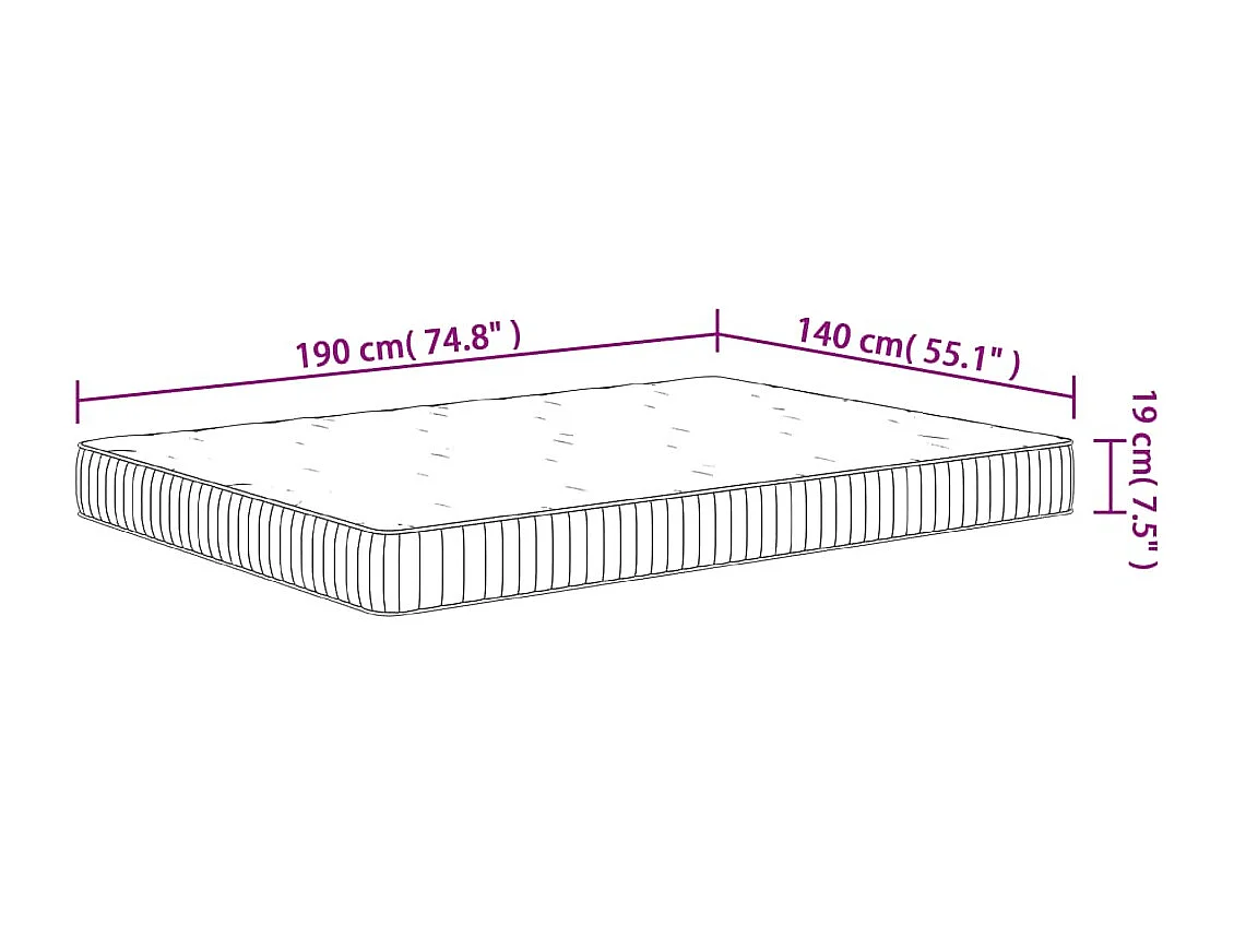 Matelas à ressorts ensachés moyen 140x190 cm
