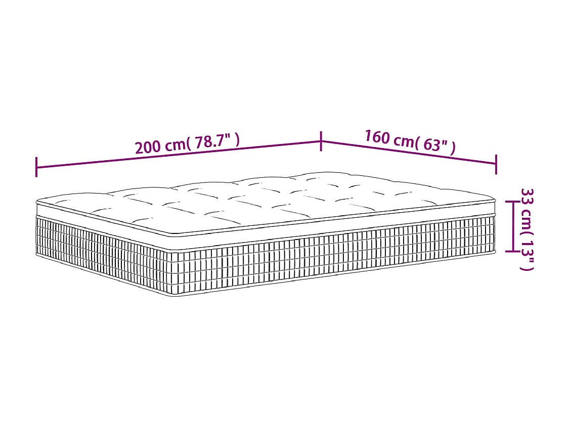 Matelas à ressorts ensachés moyen plus 160x200 cm