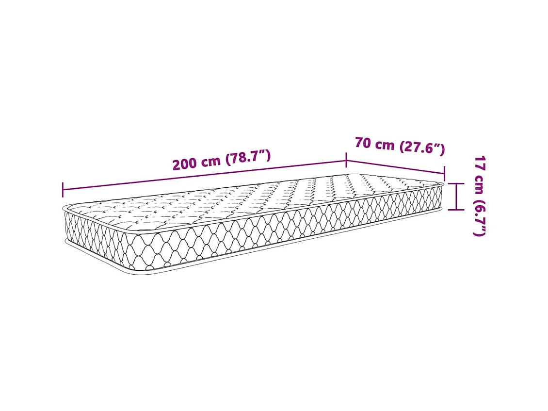 Matelas en mousse à mémoire de forme blanc 70x200x17 cm
