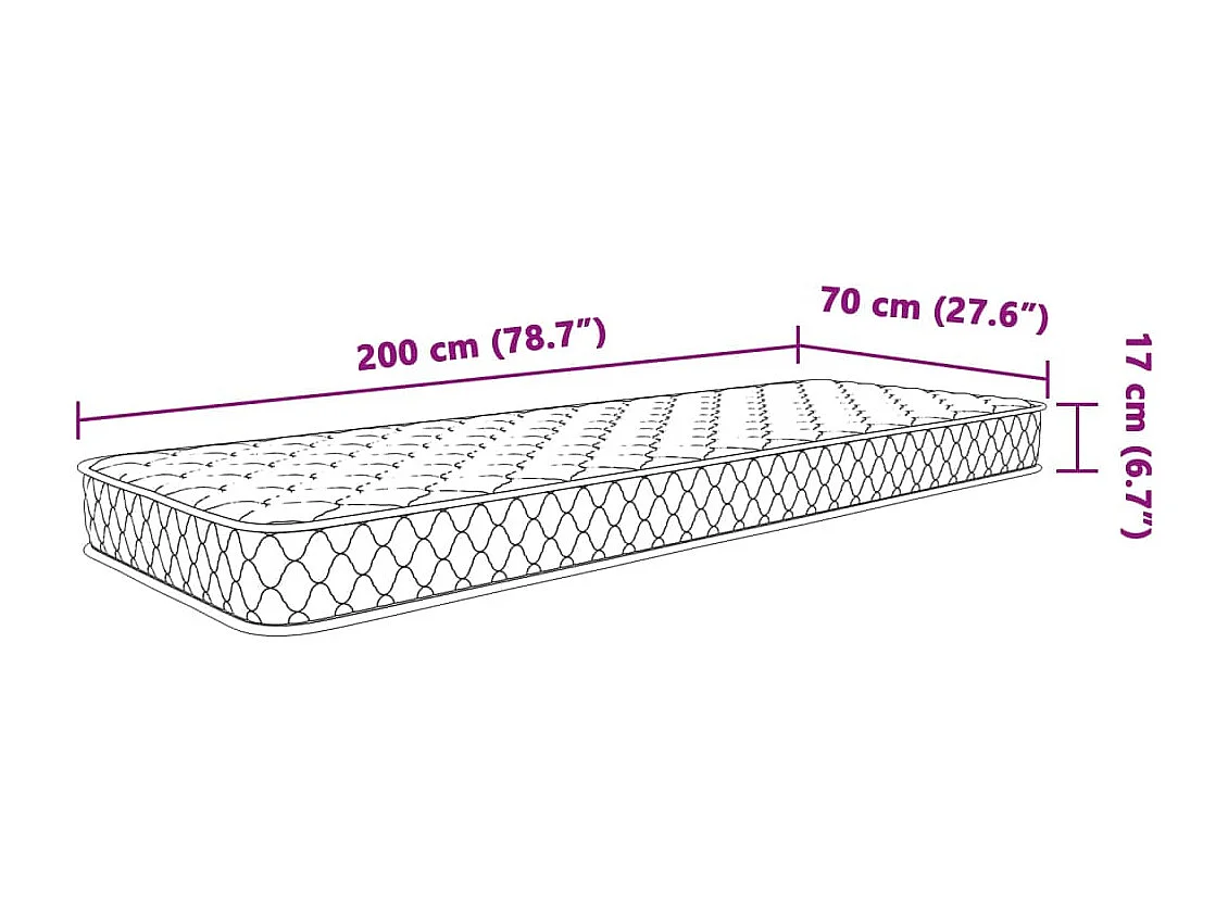 Matelas en mousse à mémoire de forme blanc 70x200x17 cm