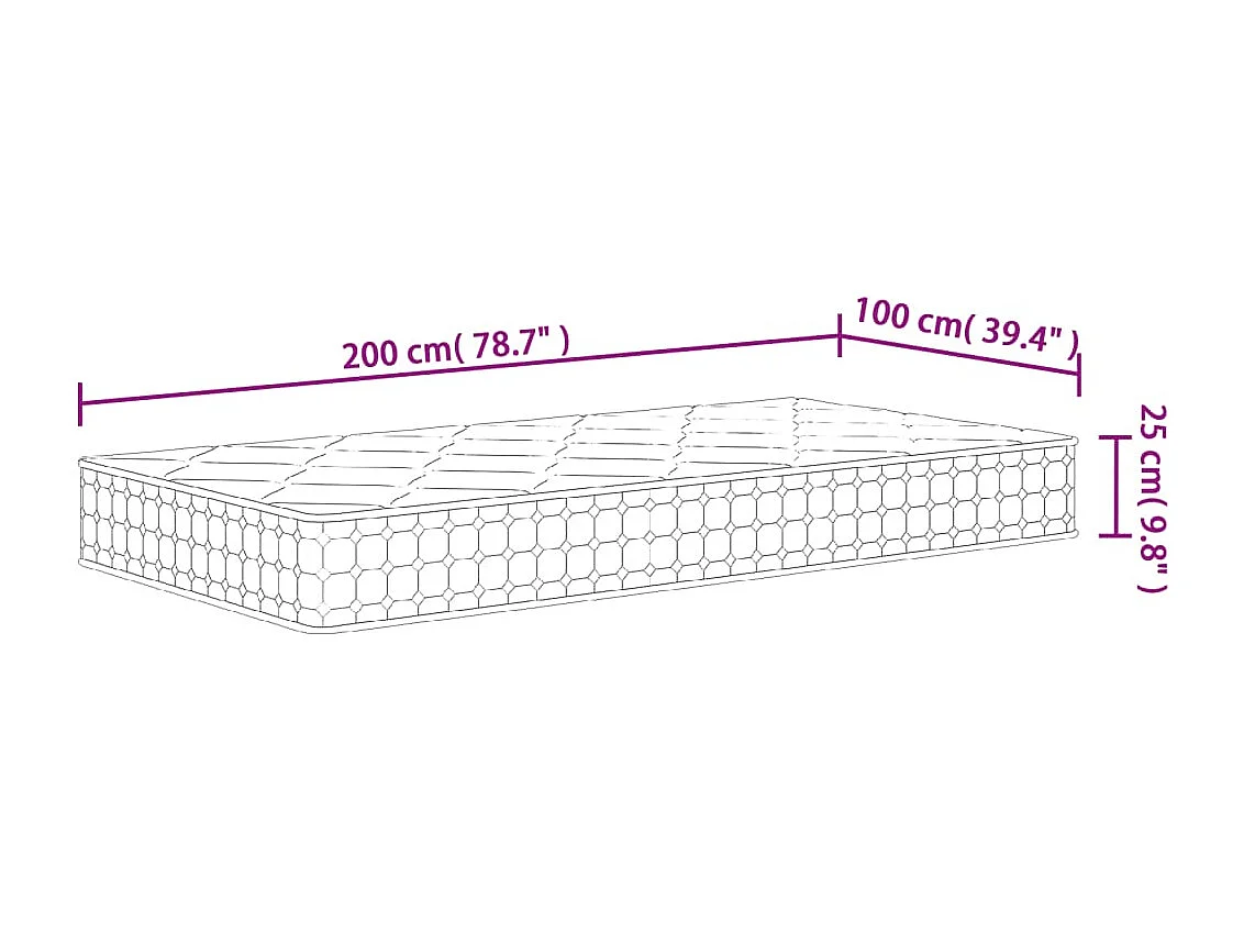 Matelas à ressorts ensachés dureté moyenne 100x200 cm