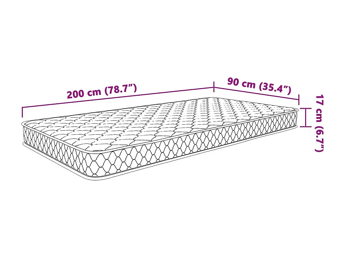 Colchão de espuma viscoelástica 200 x 90 x 17 cm